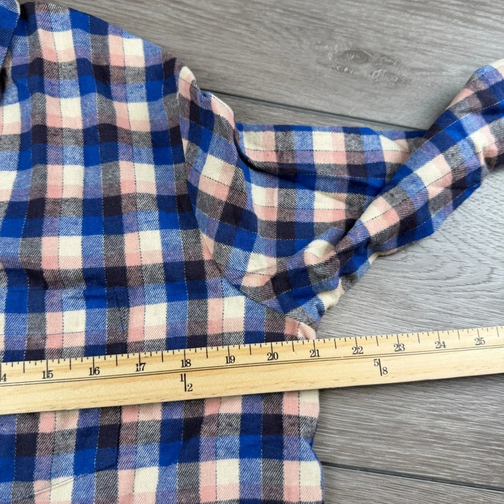 Madewell Womens Button Down Shirt Flannel Plaid Blue Pink XS NB548